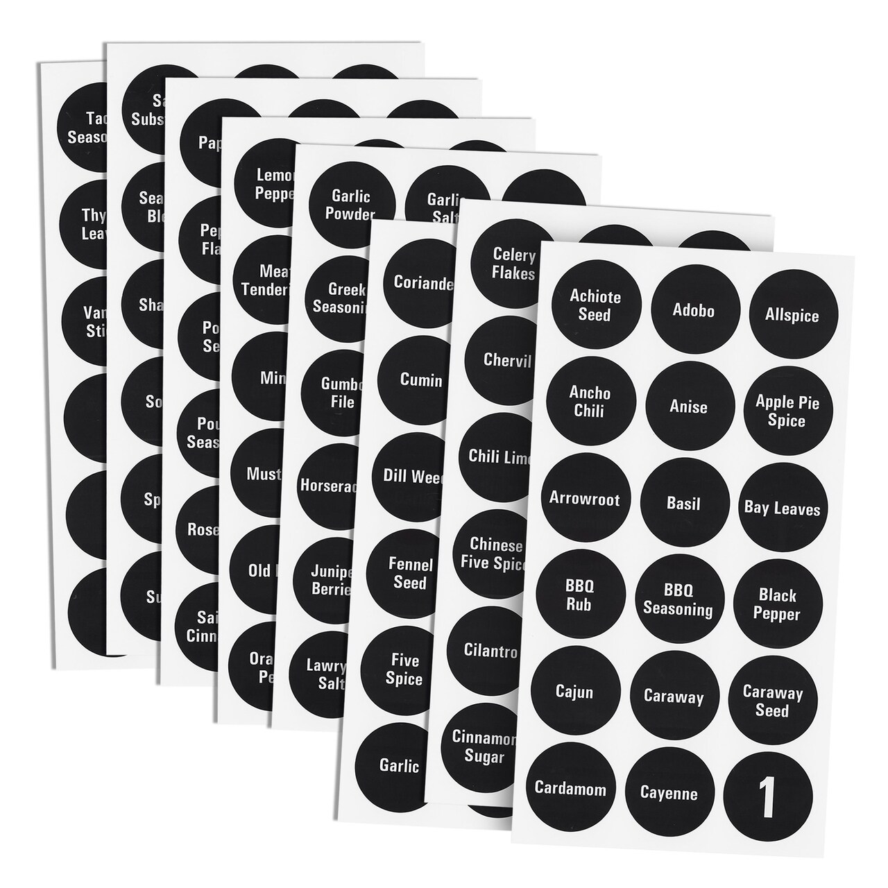 Talented Kitchen 144 Spice Jar Labels, Round 1.5 Inch Preprinted Chalkboard  Stickers for Spice Containers (Water Resistant)
